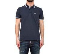 BOSS Herren Paddy Poloshirt aus Baumwoll-Piqué mit Streifen an Kragen und Ärmelbündchen,Blau (Navy 414),S