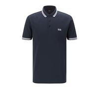 BOSS Herren Paddy Poloshirt aus Baumwoll-Piqué mit Streifen an Kragen und Ärmelbündchen,Blau (Navy 414),S
