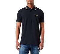 BOSS Herren Paul Curved Slim-Fit Poloshirt aus Stretch-Baumwolle mit geschwungenem Logo Dunkelblau M