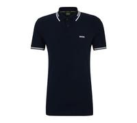 Poloshirt BOSS GREEN "Paul Slim Fit Stretch-Baumwoll-Pique", Herren, Gr. XXL, blau (dunkelblau402), Jersey, Obermaterial: 92% Baumwolle, 8% Elasthan, unifarben, slim fit, hoch geschlossener Ausschnitt