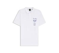 BOSS Herren PL Member Mesh Poloshirt aus Baumwolle in Mesh-Optik mit gesticktem Artwork Weiß XXXL