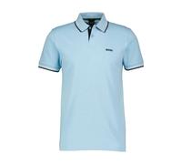 Poloshirt BOSS GREEN "Paul", Herren, Gr. M, blau (light, pastel blau455), Jersey, Obermaterial: 92% Baumwolle, 8% Elasthan, casual, slim fit, hoch geschlossener Ausschnitt, Kurzarm eingesetzt Bündchen
