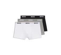 BOSS Trunk 3P Power Boxershorts eng anliegend, Stretch-Baumwolle, Logo-Bund Weiß/Grau/Schwarz XXL