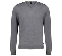 BOSS Pullover Melba-P, Herren, V-Ausschnitt, extrafeine Merinowolle, Grau XL