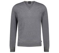 Hugo Boss Herrenpullover Melba-P V-Ausschnitt aus extrafeiner Merinowolle Grau XXL