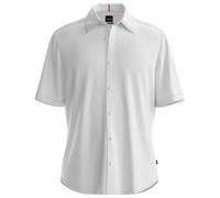 BOSS Orange Kurzarmhemd Herren Regular Fit Kurzarm Leinen weiß, L