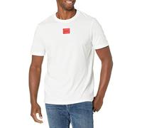 BOSS Herren Ribbed T-shirt With Crew Neck, Regular Fit, Logo in the Middle T Shirt, Kreideweiß, L EU