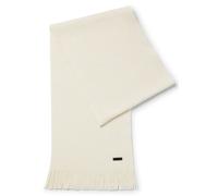 BOSS Herren Schal, Schurwolle - Albas, Strickschal, Fransen, 170x25cm, One Size Weiß