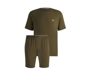 BOSS Herren Schlafanzug BAMBOO SHORT SET, oliv, Gr. L