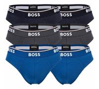 BOSS Herren Slips, 6er Pack - Briefs 3P Power, Cotton Stretch, Logo, einfarbig Blau L