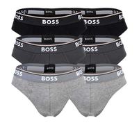 BOSS Herren Slips, 6er Pack - Briefs 3P Power, Cotton Stretch, Logo, einfarbig Grau XL