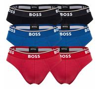 BOSS Herren Slips, 6er Pack - Briefs 3P Power, Cotton Stretch, Logo, einfarbig Rot/Blau/Schwarz XL