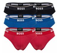 Slip BOSS "Slip Briefs 3P Power 6er Pack", Herren, Gr. XL, bunt (rot, blau, schwarz), Obermaterial: 95% Baumwolle CO. 5% Elasthan EL., Unterhosen Slip (26806253-XL) rot, blau, schwarz