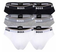 BOSS Herren Slips, 6er Pack - Briefs 3P Power, Cotton Stretch, Logo, einfarbig Weiß/Grau/Schwarz 2XL