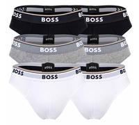 BOSS Herren Slips, 6er Pack - Briefs 3P Power, Cotton Stretch, Logo, einfarbig Weiß/Grau/Schwarz / M M Schwarz