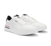 BOSS Ledersneaker mit Label-Print Modell 'Clint' in Weiss, Größe 44