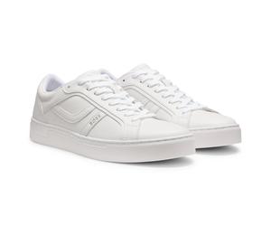 BOSS Herren Sneaker - Rhys Tenn pu, Low-Top Turnschuh, Schnürung, Freizeit, Logo Weiß EUR 42