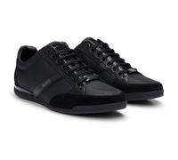 BOSS Herren Sneaker - Saturn Lowp, Turnschuh, Freizeit, Material-Mix mit Echtleder 42 Schwarz