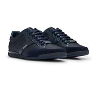 BOSS Herren Sneaker - Saturn Lowp, Turnschuh, Freizeit, Material-Mix mit Echtleder 45 Blau