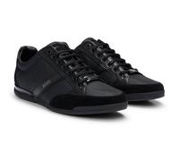 BOSS Herren Sneaker - Saturn Lowp, Turnschuh, Freizeit, Material-Mix mit Echtleder Schwarz EUR 41