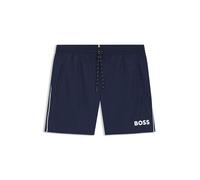 Badeshorts BOSS "Starfish", Damen, Gr. L, N-Gr, blau (navy 413), Microfaser, Microfaser, kontrastfarbene Details, unifarben mit Farbeinsatz, Badehosen Badeshorts, mit Kontraststreifen (51109167-L) nav