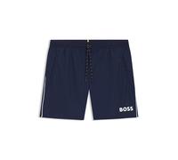 BOSS Herren Starfish Schnell trocknende Badeshorts mit Logo-Print Dunkelblau M