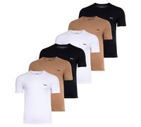 BOSS Herren T-Shirt, 6er Pack - RN 6P Classic, Rundhals, Kurzarm, Cotton, uni Schwarz/Weiß/Hellbraun / XL XL Mehrfarbig