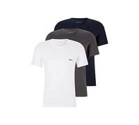 BOSS T-Shirts RN 3P Classic – 3er-Pack Baumwolle, Logo-Stickerei – Weiß/Blau/Grau XL
