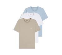 BOSS Classic Logo T-Shirt kurzarm beige weiß blau (3er Pack) - M