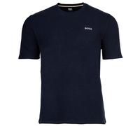 BOSS Herren T-Shirt, Waffeloptik - Waffle T-Shirt, Logo, Rundhals, Logo, Baumwollmischung Dunkelblau M