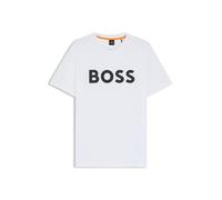 BOSS Herren Thinking 1 T-Shirt aus Baumwoll-Jersey mit großem Logo-Print Weiß 6XL