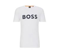 BOSS Herren Thinking 1 T-Shirt aus Baumwoll-Jersey mit großem Logo-Print Weiß S