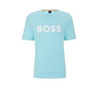 BOSS Herren Thinking 1 T-Shirt aus Baumwoll-Jersey mit gummiertem Logo-Print Hellblau L