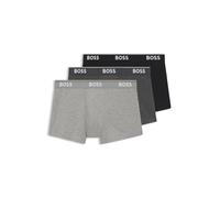 BOSS Dreier-Pack eng anliegende Boxershorts aus Stretch-Baumwolle mit Logo am Bund - Style Trunk 3P Power, 50475274 Schwarz / Grau XL