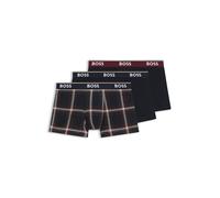 BOSS Dreier-Pack eng anliegende Boxershorts mit kurzem Bein aus Stretch-Baumwolle mit Logo-Bund - Style Trunk 3P Power Desig, 50531701 Schwarz gemustert XL