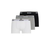 BOSS Trunk 3P Power Boxershorts eng anliegend, Stretch-Baumwolle, Logo-Bund Weiß/Grau/Schwarz XXL