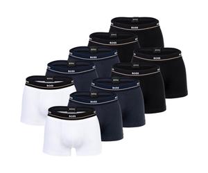 BOSS Herren Trunks, 10er Pack - Essential, Boxershorts, Cotton Stretch, Logo Schwarz/Weiß/Blau 2XL