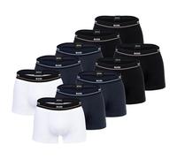 BOSS Herren Trunks, 10er Pack - Essential, Boxershorts, Cotton Stretch, Logo Schwarz/Weiß/Blau / M M Schwarz