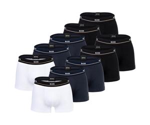 BOSS Herren Trunks, 10er Pack - Essential, Boxershorts, Cotton Stretch, Logo Schwarz/Weiß/Blau / M M Schwarz