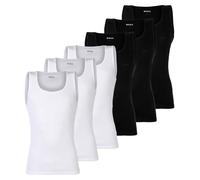 BOSS Herren Unterhemden, 6er Pack, gerippt - Tank Top RibClassic, Rundhals, Baumwolle Schwarz/Weiß 2XL