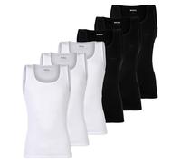 BOSS Herren Unterhemden, 6er Pack, gerippt - Tank Top RibClassic, Rundhals, Baumwolle Schwarz/Weiß / 2XL XXL Schwarz
