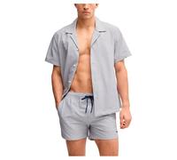 BOSS Herren Velvetfish Badeshorts aus Seersucker-Gewebe mit Logo-Stickerei Dunkelblau S