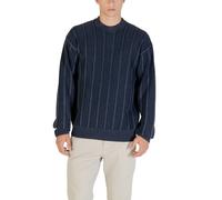 Boss Herrenpullover Blau Rundhals Baumwolle Herbst Winter - Größe: M