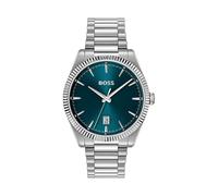 Quarzuhr BOSS "CHESWICK", silberfarben, blau, Armbanduhren, Herren, Quarzuhr, Armbanduhr, Herrenuhr, Edelstahlarmband, analog, Tag (39406715-0) silberfarben, blau