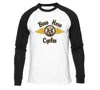 Boss Hoss Wing Baseball T-Shirt Herren Damen Unisex Weiß Rundhals Lange Ärmel Bio-Baumwolle Tee Men's White