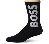 BOSS Hugo Herren Solid Big Logo Gerippte Socken, Black Fog, 7-13 US