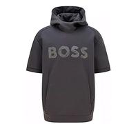 BOSS Hugo Sood AJ Relaxed-Fit Kapuzen-Sweatshirt mit Logo-Artwork und kurzen Ärmeln schwarz 001 XXL