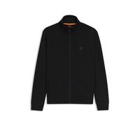 BOSS Jacke aus Baumwoll-Terry mit Reißverschluss und Logo-Aufnäher - Style Zestart, 50511709 Schwarz 5XL