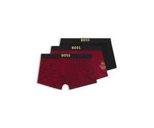 BOSS Jahr des Pferdes Dreierpack eng anliegende Boxershorts aus Stretch-Baumwolle - Style Trunk 3P CNY, 50558864 Schwarz / Rot S