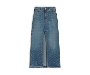 BOSS Jeansrock mit Logo-Nadelstreifen und Schlitz vorn - Style C_ DNM LONG SKIRT, 50542445 Blau gemustert 27